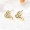 Heart Brass Micro Pave Cubic Zirconia Ear Studs EJEW-D304-35P-5