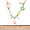 Ceramics Starfish Fish & Resin Shell Shape Pendant Adjustable Cotton Cord Necklaces for Women LS-NJEW-Z100-01B-G-3
