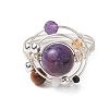 Planet Natural Amethyst Finger Rings RJEW-TA00165-03-2