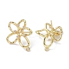 Brass Cubic Zirconia Stud Earring Findings KK-B087-12G-2