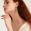 FIBLOOM 2 Pairs 2 Colors Glass Rectangle with Leaf Dangle Earring EJEW-FI0001-16-4