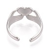 Adjustable 304 Stainless Steel Cuff Rings for Women RJEW-N052-11P-3