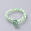 Natural Green Aventurine Stretch Finger Rings RJEW-JR00278-02-1