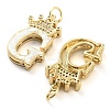 Brass Micro Pave Clear Cubic Zirconia Pendants KK-G498-01G-02-2
