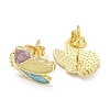 Butterfly Real 18K Gold Plated Brass Stud Earrings EJEW-L269-090G-2