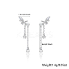 Anti-Tarnish Rhodium Plated Platinum Plated 925 Sterling Silver Wing Stud Earrings with Shell Pearl RF3669-2