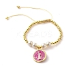 Adjustable Flat Round with Holy Virgin Charms Bracelet BJEW-Z073-01G-04-1