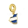 Rack Plating Brass White & Blue Enamel European Dangle Charms KK-M079-21C-G-1