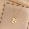 Flower Resin & Micro Pave Cubic Zirconia Pendant Necklaces NJEW-D288-02G-1