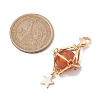 Natural Carnelian Brass Pendant Decorations HJEW-JM01817-04-3