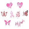 16Pcs 8 Styles Breast Cancer Pink Awareness Ribbon Theme Alloy Enamel Pendants ENAM-YW0006-40-2