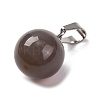 Round Natural Grey Agate Pendants G-Q434-17-2