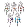 5Pcs 5 Styles Natural Mixed Gemstone Chip Big Pendants with Round Wood Beads PALLOY-JF02291-S-1