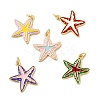 Brass Enamel Sea Animals Pendants KK-I378-15G-B-1
