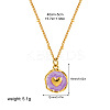 304 Stainless Steel Enamel Flat Round Pendant Necklaces for Women FS-WGF87E1-02-2