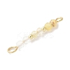 Faceted Round Natural Quartz Crystal & Gold Rutilated Quartz & Yellow Opal Beaded Connector Charms PALLOY-JF03530-04-3