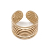 Ion Plating(IP) 304 Stainless Steel Multi Line Open Cuff Rings for Women RJEW-G285-10G-2