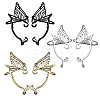 6Pcs 3 Colors Alloy Butterfly Wing Stud Earrings EJEW-GO0003-01-1