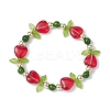 Heart Flower Dyed Natural TaiWan Jade & Acrylic Stretch Bracelet BJEW-JB09908-01-1