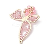 Natural Rose Quartz & Glass Seed Beads Pendants PALLOY-MZ00309-4
