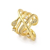 Brass Micro Pave Clear Cubic Zirconia Cuff Rings for Women RJEW-H248-01G-02-4