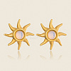 304 Stainless Steel Natural Gemstone Stud Earrings for Women VU7924-1