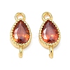 Brass Pave Cubic Zirconia Teardrop Connector Charms KK-P348-09G-06-1