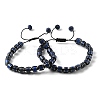 Adjustable Natural Lapis Lazuli and Non-magnetic Synthetic Hematite Braided Bead Bracelets BJEW-Z090-01F-4