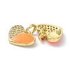 Eco-Friendly Brass Micro Pave Clear Cubic Zirconia Enamel Pendants ZIRC-C021-45G-07-2