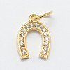 CZ Brass Micro Pave Cubic Zirconia Horse Shoe Charms X-ZIRC-L018-13G-1