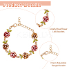 5Pcs 5 Colors Alloy Rose Link Chain Bracelets Set with Rhinestone BJEW-FI0001-63-4