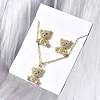 Bear Brass Micro Pave Cubic Zirconia Stud Earrings & Pendant Necklaces Sets SJEW-Z002-01G-1