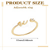 1Pc Letter Brass Rhinestone Open Cuff Rings for Women AJEW-LP0004-47W-G-2
