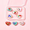 8Pcs 8 Colors Painted Glass Beads Enamel Beads Heart with Fruit LAMP-FS0001-51-9