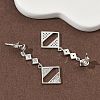 Rhombus Brass Micro Pave Clear Cubic Zirconia Dangle Stud Earrings EJEW-F383-10P-5