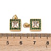 304 Stainless Steel & Clear Cubic Zirconia & Emerald Rhinestone Charms STAS-G364-06G-3