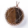 Natural Tiger Eye & Quartz Crystal Big Pendants G-G771-B04-3