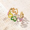 Heart 304 Stainless Steel Enamel Open Cuff Rings for Women RJEW-U034-01G-01-3