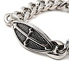 304 Stainless Steel Rhombus with Cross Link Bracelet with Curb Chains for Men Women BJEW-E009-21P-3