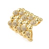 Brass Micro Pave Clear Cubic Zirconia Open Cuff Rings RJEW-A046-12G-1