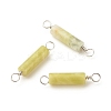 Natural Plum Blossom Jade Connector Charms PALLOY-JF01574-09-1