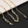 Brass Textured Paperclip Chain Necklaces for Women Men NJEW-F337-02G-02-5
