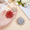 2Pcs 2 Colors Flower Alloy Glass Rhinestone Lapel Pins for Wedding Party JEWB-DR0001-07A-3
