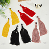 4 Pairs 4 Colors Polyester Tassels Earrings with Seed Beaded EJEW-FI0002-96-4
