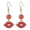 Valentine's Day Alloy Enamel Dangle Earrings with Brass Pins EJEW-JE05331-2