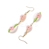 Cowrie Shell Flower Dangle Earrings EJEW-MZ00250-5