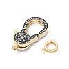 Flat Round Brass Micro Pave Clear Cubic Zirconia Lobster Claw Clasps KK-U062-26G-2