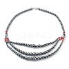 Non-Magnetic Synthetic Hematite & Turquoise Beades 3 Layer Necklaces NJEW-H307-01A-1