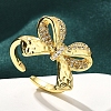 Rack Plating Brass Micro Pave Clear Cubic Zirconia Cuff Finger Rings for Women RJEW-M028-31G-01-4
