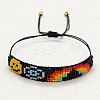 Smiling Face & Rainbow Loom Pattern MIYUKI Seed Beads Bracelets for Women BJEW-C011-46-3